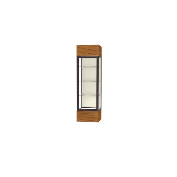 Lighted Floor Display Case 24x72x24, Mirror, Bronze, WADDELL DISPLAY, Mfr# 4124PB-BZ-MK